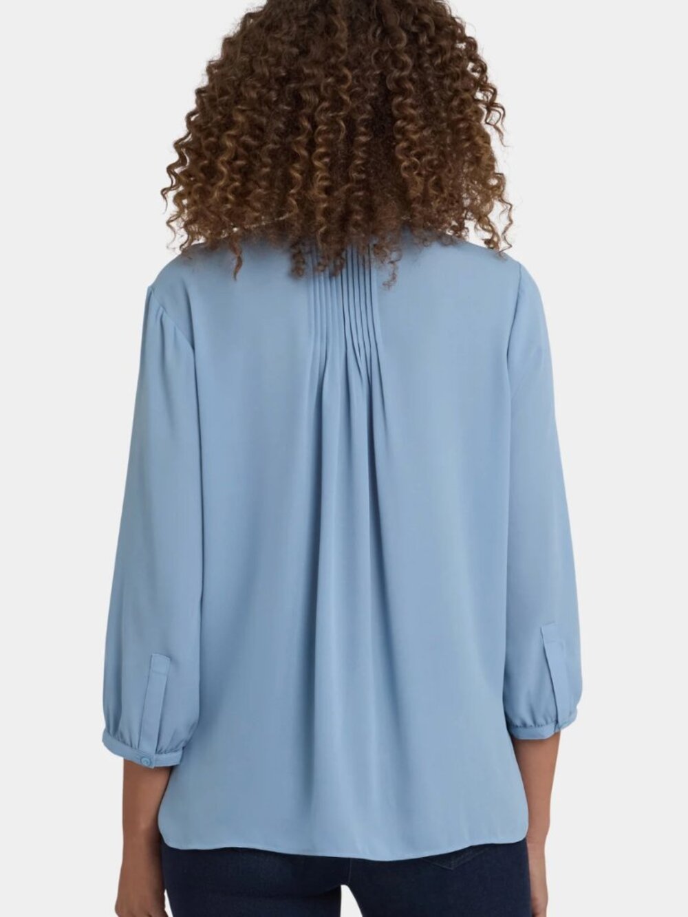 πΌ NYDJ Pintuck Blouse XS | Boho 3/4 Sleeve Pleated Top Flowy - Picture 3 of 14